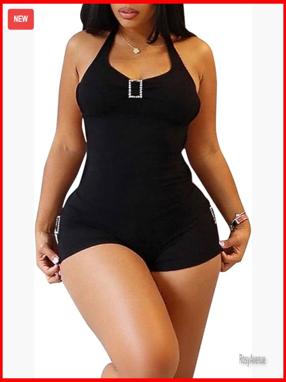 Sexy Bodycon Halter Jumpsuit Backless Lace Up Shorts Romper Club Outfit